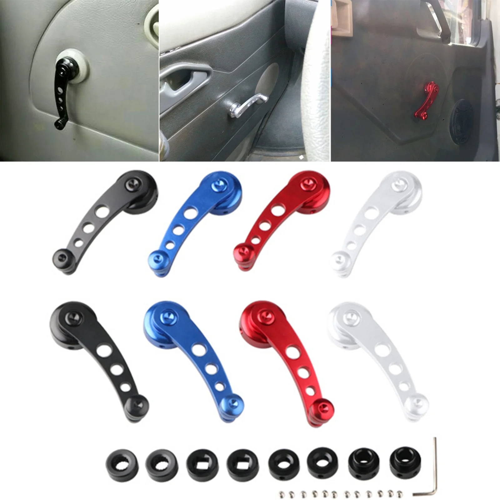 

2Pcs Aluminum Alloy Universal Car Window Close Hand Crank Handle Winder Riser Replacement Manual Auto Window Glass Closer