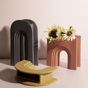 

Nordic art geometric vase ceramic creative simple model room porch tabletop home decoration accessories modern ceramic vase