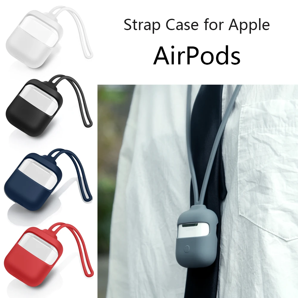 

Silicone Protective Case for Airpods 2 Antilost Neck Strap Wrist Lanyard for apple Airpods Bluetooth Earphone Charging Box Cute