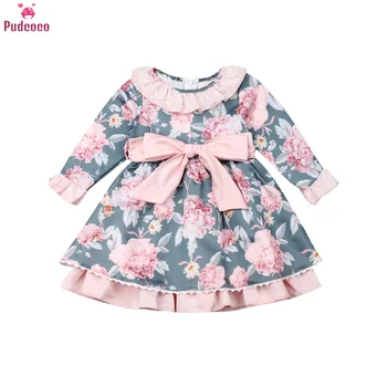 

2-6-year-old Baby Girl Dress Print Wedding Party Little Girl Dress Youth Dress Link Little Princess Children's Dress