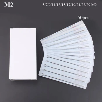 

50PCS Professional Tattoo Needles 5/7/9/11/13/15/17/19/21/23/29 M2 Size Disposable Assorted Sterile Tattoo Needles 0.35mm