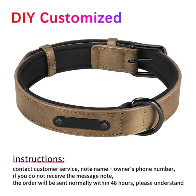 Feeko DIY Custom Dog Collar Name Personalized Strict PU Leather Medium Dog Collar Reflective For Dogs Pet Product Accessories 