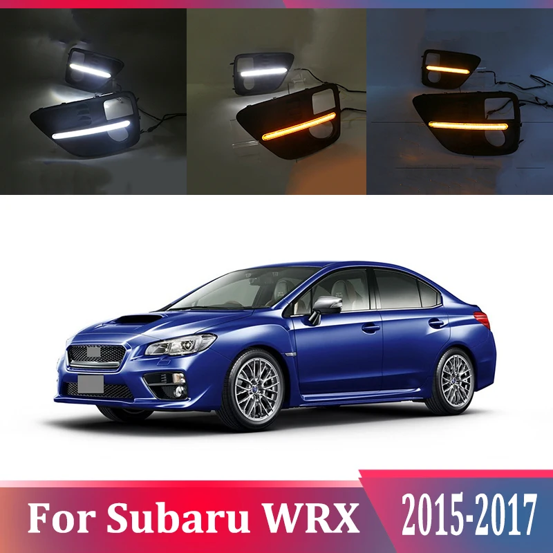 

2pcs For Subaru WRX 2015-2017 LED Daytime Driving Running Light DRL Car Fog Lamp 6000K White Light Turn Yellow Light