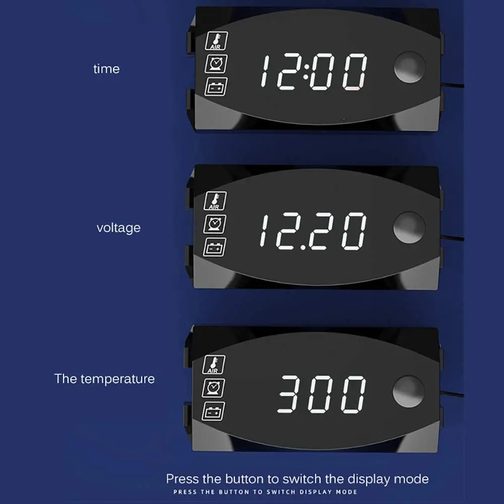 Reloj Digital multifunción 3 en 1 para motocicleta, termómetro y voltímetro, pantalla LED, impermeable IP67, CC 6V-30V, para coche y barco