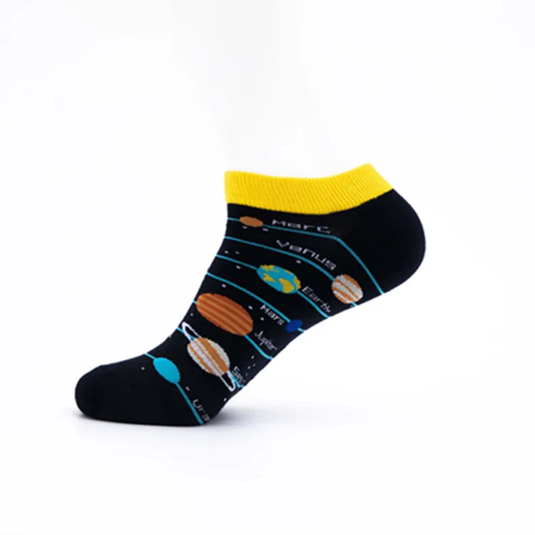 New Space Alien Planet Universe Cartoon Cotton Skate Cool Casual Socks Women Men Astronaut Funny Boat Short Happy Ankle Socks