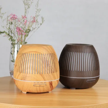 

New Style Wood Grain Hollow out Aroma Diffuser Household Mute Bedroom Air Purification Office Desk Surface Panel Humidifier Fog