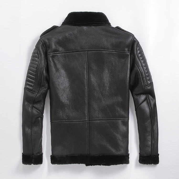 AYUNSUE/куртка из натуральной кожи для мужчин; зимнее пальто из овчины; теплая мотоциклетная куртка из овечьей шерсти; мужской шерстяной пальто на подкладке; KJ2914
