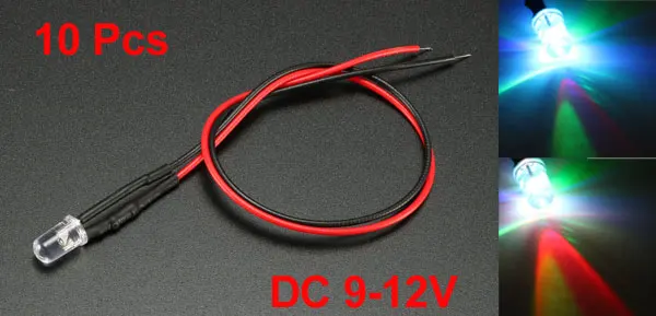 9-12V Fast Flashing Uxcell 5 мм Предварительно проводной рассеянный светодиодный светильник 9-12 в быстрый мигание - Цвет: 9-12V Fast Flashing