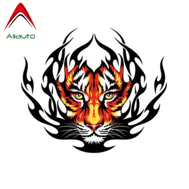 Aliauto Funny Car Sticker Tiger Flame Motorcycle PVC Decal for Golf 7 Kia Sportage Opel Astra J Rio 3 Mustang VW 15cm*13cm | Автомобили и