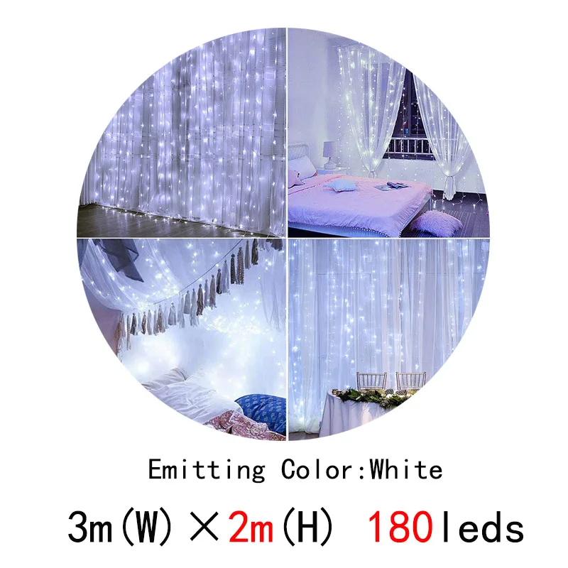 180leds white 3*3 м 300 светодиодов, светодиодный светильник для занавесок, светодиодная Рождественская гирлянда, вечерние гирлянды, декор для окна патио, сказочный светильник s, Рождественский Свадебный светильник s EU 220 В - Испускаемый цвет: 180leds white