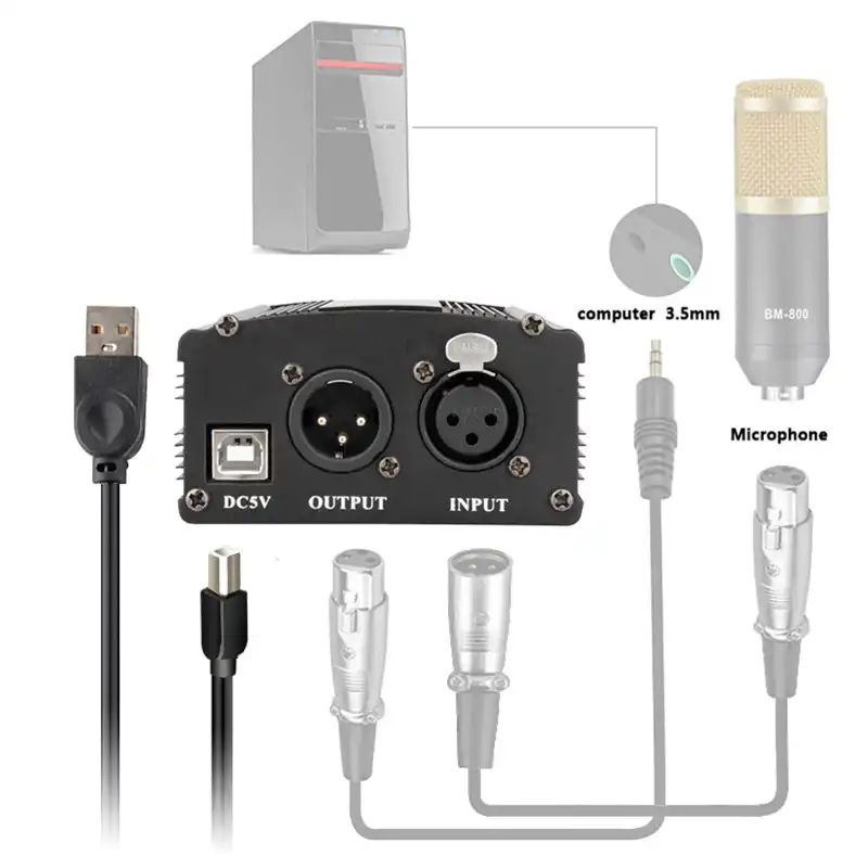Bm 800 Microphone For Computer 48v Phantom Power Bm800 Karaoke Studio Microphone Usb Phantom Power With Xlr Cable For Bm 800 Mic Microphones Aliexpress