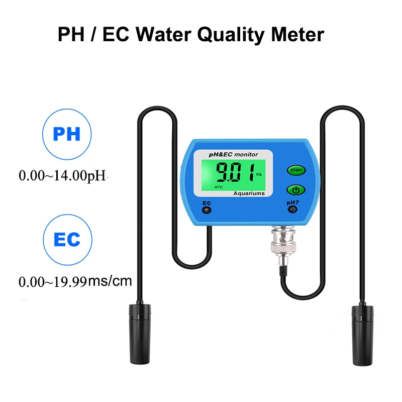2 in 1 PH EC Meter Aquarium Hydroponics Drink Water Quality Analyzer