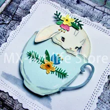 Милая чашка кролик металлические Вырубные штампы любовь животные куклы трафарет для DIY Скрапбукинг карты декоративное тиснение