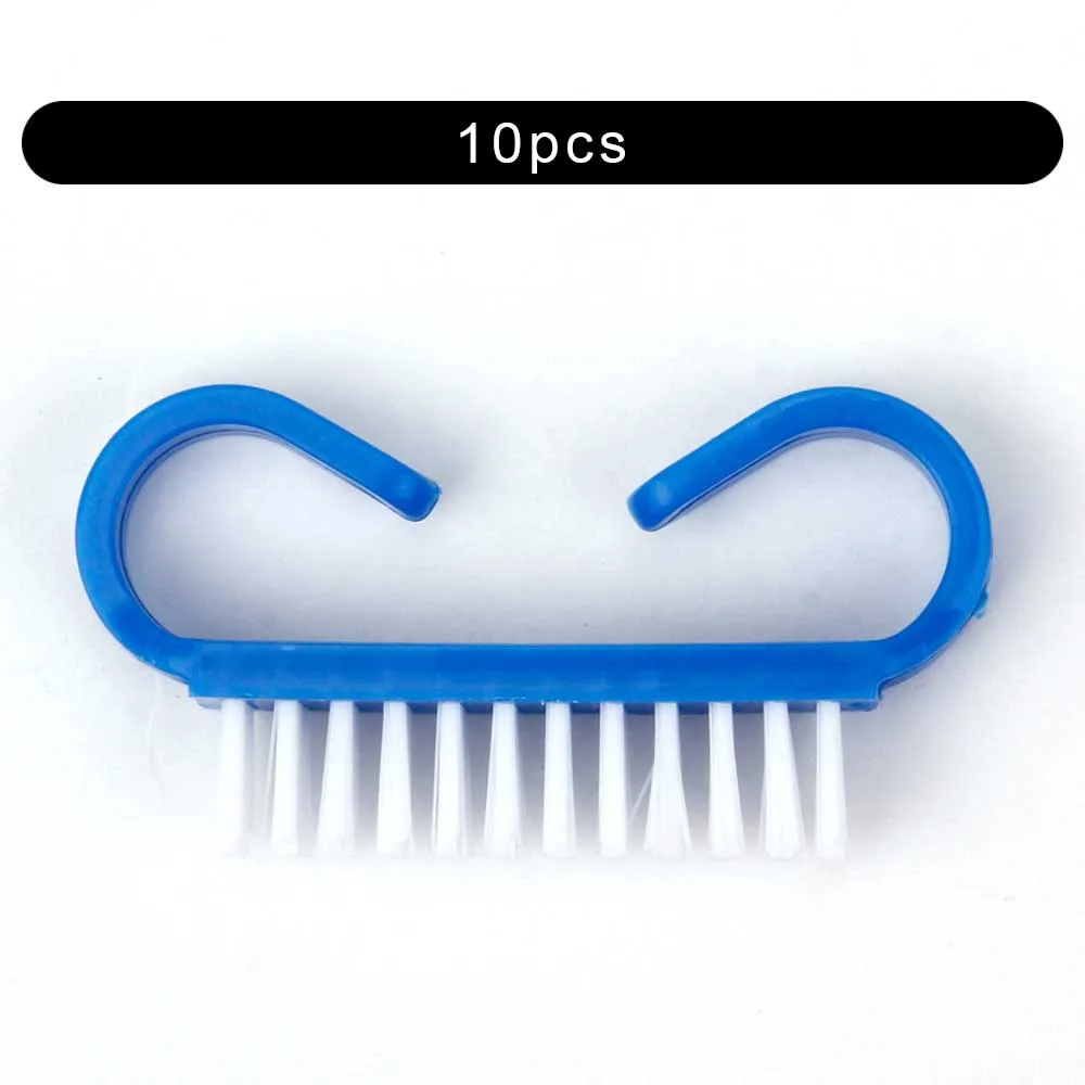 10pcs Solid Blue Щетка для ногтей чистая ручка пластиковый Маникюр Педикюр мягкий удаление пыли кисти инструменты для нейл-арта для УФ гель Косметика для ногтей стирка - Цвет: 10pcs Solid Blue