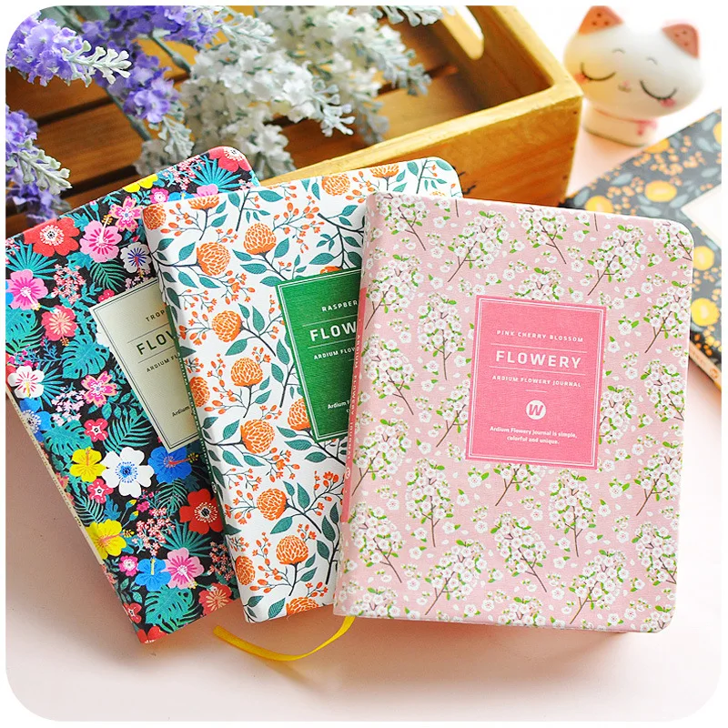 

New Arrival Cute PU Leather Floral Flower Schedule Book Diary Weekly Planner Notebook School Office Supplies Kawaii Stationery