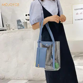 

Fashion Transparent PVC Shoulder Bag Classic Texture Creative Design Chic Women PU Clutch Pouch Big Capacity Handbag