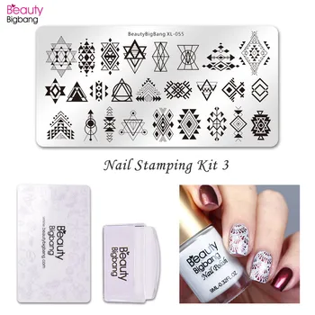 

BeautyBigBang Nail Stamping Plates Set 4Pcs/Kit Stamping Polish Water Marble Nail Art Stamping Plate With Clear Jelly Stamper