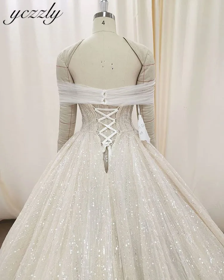 Vestidos De Boda блестящее роскошное милое бальное платье свадебное платье с болеро длинное жемчужное свадебное платье с блестками W162