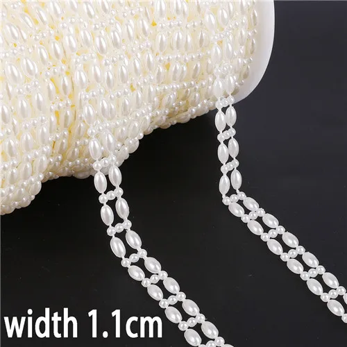 1.1CMx2M 1/1. 5/2 м/уп.; многоразмерные х из пластика ABS, имитация слоновой кости жемчужные бусы отделкой цепочкой для DIY Свадебная вечеринка украшения Костюмы аксессуары для рукоделия - Цвет: 1.1CMx2M