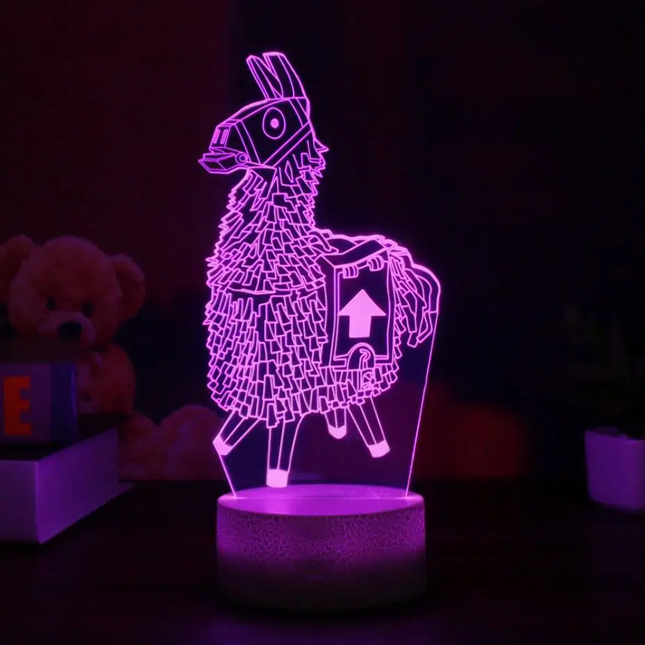 Игровой персонаж 3D лампа светодиодный 7 цветов сенсорный выключатель, настольная лампа лама акриловое украшение ночник Подарки для детей - Испускаемый цвет: Llama