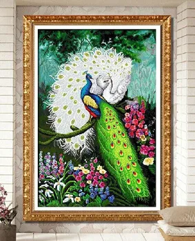 

9CT 150X101cm Embroidery Package The Couple Peacock Animal Free Shipping