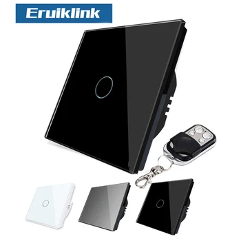 

Eruiklink EU/UK Standard 1 Gang 2 Gang 3 Gang 1 Way Wall Light Switch, RF433 Remote Control Smart Home Touch Screen Switch