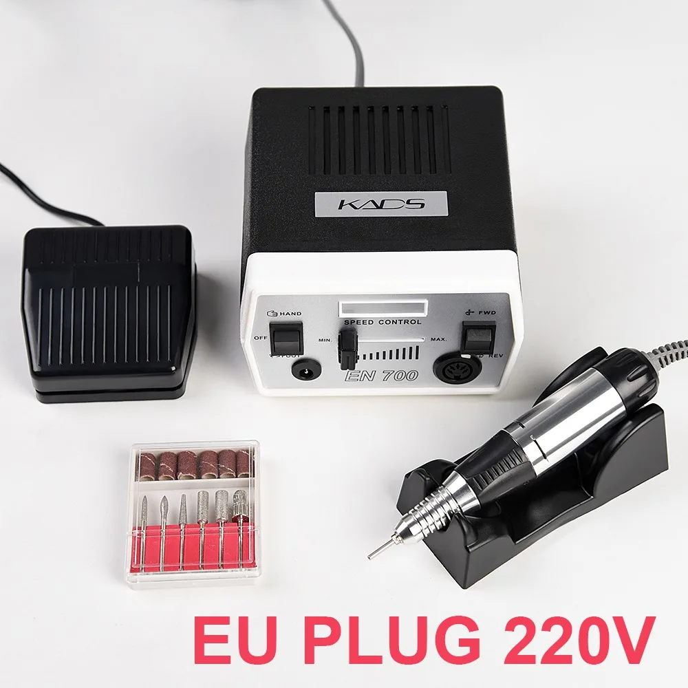 Blcak-220V KADS 30000 об/мин, фрезер для ногтей, сверлильный станок для ногтей Маникюр Педикюр Инструменты Электрические машины с ручкой и набор сверл 4 цвета на выбор - Цвет: Blcak-220V