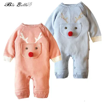 

Baby knit Romper Cartoon Deer Knitted Winter Newborn Boys Jumpsuits Clothes winter Long Sleeve Toddler Rompers Children Overall