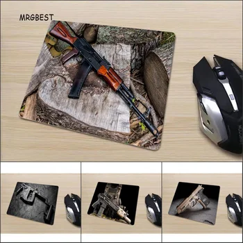 

MRGBEST S Size Mouse pads Simple Cool Gun picture Desk Mats smooth Non-slip Rubber Mousepad for gamer and worker