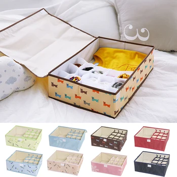 

Oxford Foldable Underwear Bra Socks Closet Storage Box Drawer Storage Wardrobe Organizer Shoes Partition Container With Cover