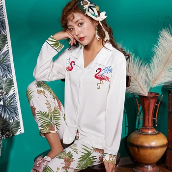 

lady nightgowns wholesale clothing woman long sleeve dropshipping sleepwear cotton pajamas lounge suit pizama damska bawelniana