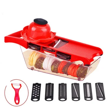 

New 1Set Hand Multifuctional Slicer Vegetable Fruit Cutter Stainless Steel Blade Potato Grater Box Kitchen Accessories
