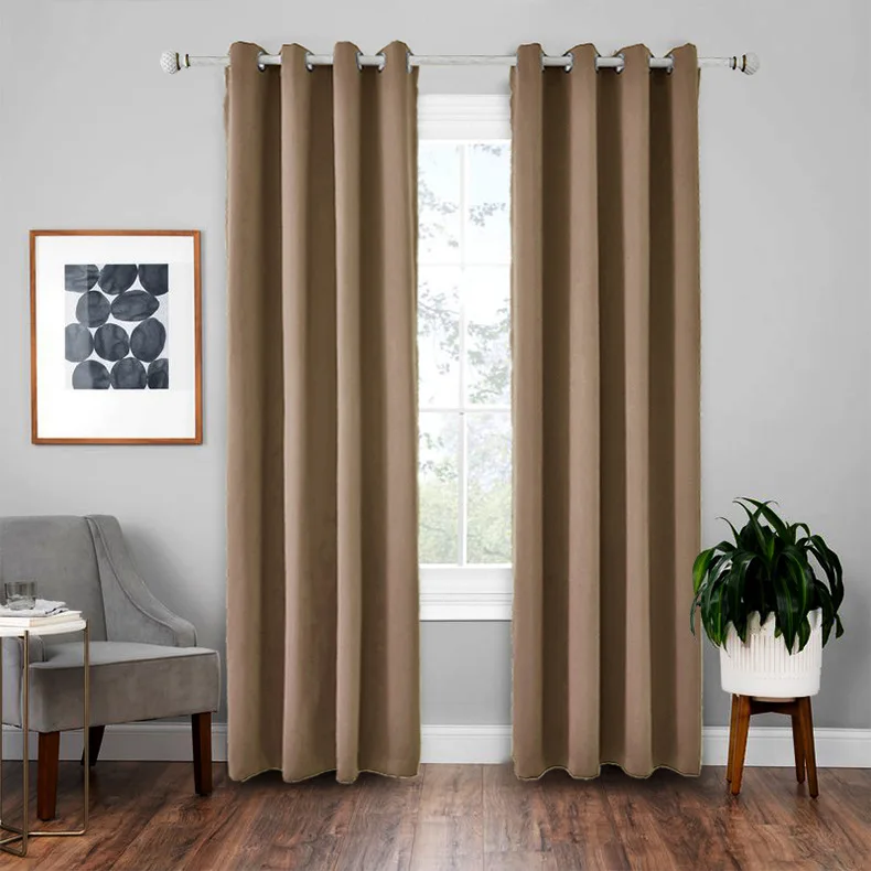 Dafield Outdoor Shower Curtain Indoor Solid Cabana Grommet Top Curtain Waterproof Hookless Heavy Duty - Цвет: brown