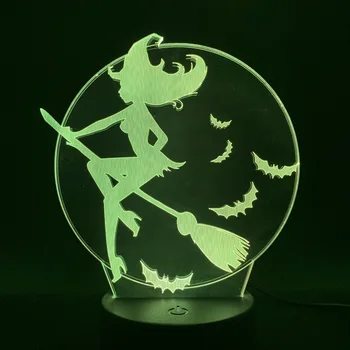 

3D Lamp Touch Sensor Atmosphere The Witch Magic 7 Color with Remote 3D Illusion Living Room Decoration Led Night Light Lamp