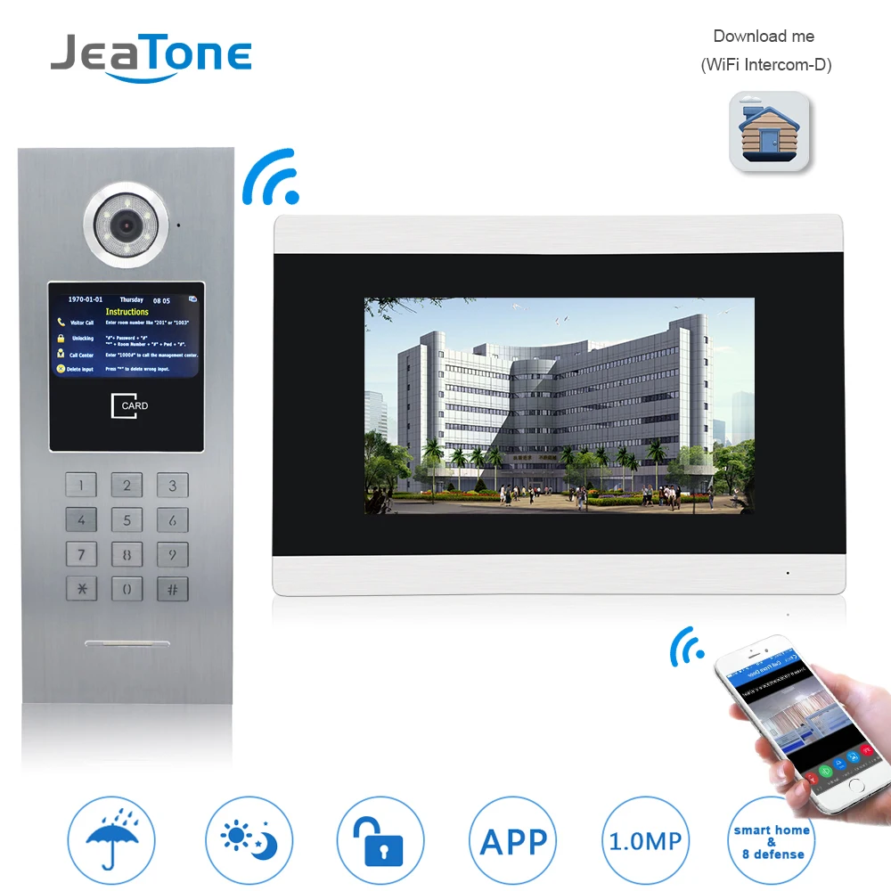 7''Touch Screen WIFI Video Door Phone IP Doorbell Intercom for Building Access Control System Support Password/IC Card/iOS Phone 7''Touch Screen WIFI Video Door Phone IP Doorbell Intercom for Building Access Control System Support Password/IC Card/iOS Phone