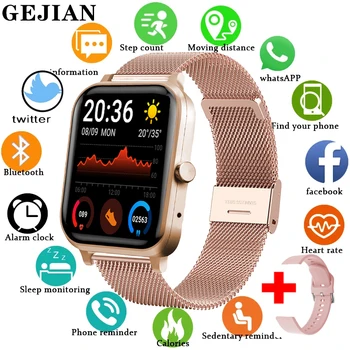 GEJIAN Fashion Ladies Smart Watch Women Heart Rate Blood Pressure Fitness Tracker Bluetooth Call For Android Ios smartwatch Men 1