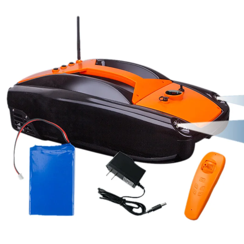 

FFYY-Super Bright HeadLights RC Fishing Gear Boat 1.5Kg Loading Remote Control Bait Boat Nesting Device RC Fishing Bait Ship US
