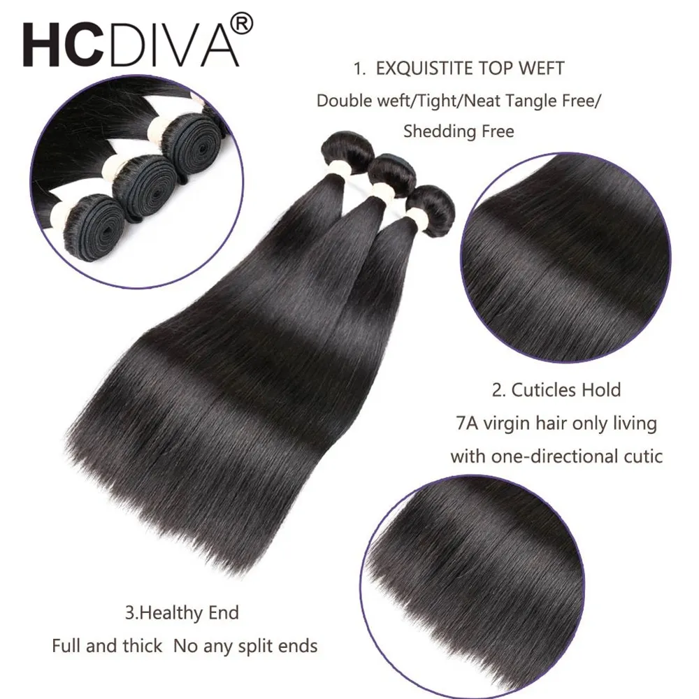 Feixes de Cabelo Humano em Linha Reta com Fechamento Pacotes com Fechamento do Laço Humano com 4x4 Polegada Brasileiro Remy 40 4 10 Pacotes com 3/4 com fecho