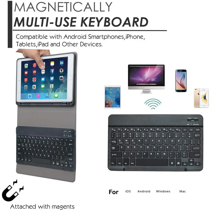Чехол клавиатура с подсветкой Bluetooth для iPad mini 1 2 3 Apple 4 5 чехол держателем
