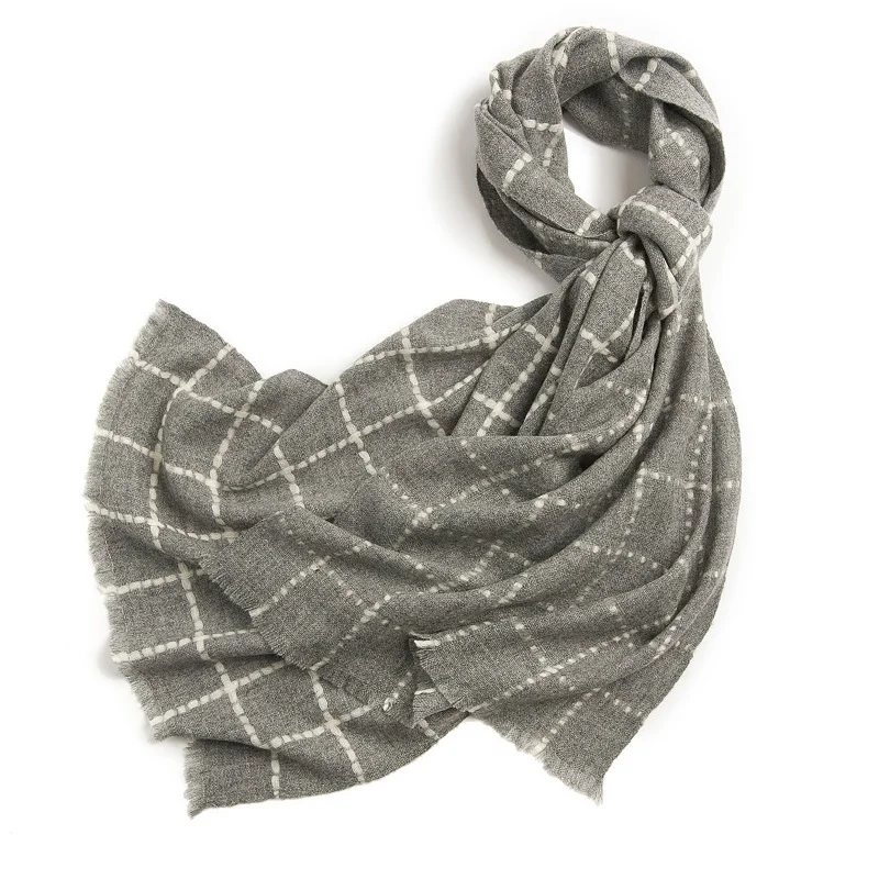 Light Gray Модный маленький клетчатый шарф из шерсти для женский зимний шарф обертывания 180x50 см - Цвет: Light Gray