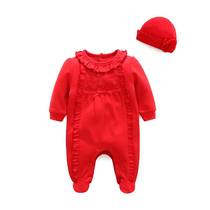 Рождественский осенний комплект одежды для маленьких девочек; комбинезоны для новорожденных; комбинезон для младенцев 0-12 месяцев; пижамы; весенняя одежда для девочек; Детский комбинезон