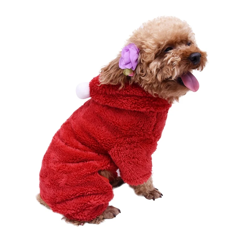 Pet Dog Clothes Double Sided Thickening 2/4 Legged Velvet Coat Warm Jumpsuit Jacket for Small Medium Large Pet Autumn Winter - Цвет: R 4-legged clothes