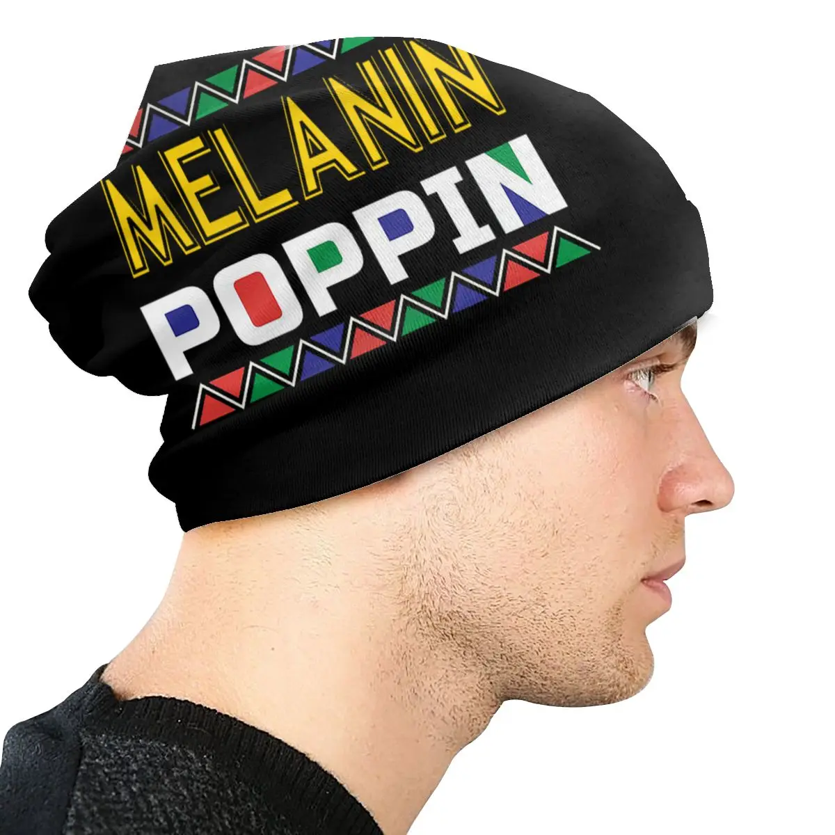 Melanin Poppin черная Сильная черная женская унисекс взрослая Повседневная шапка бини уличная ветрозащитная вязаная Лыжная шапка Skully Beanies