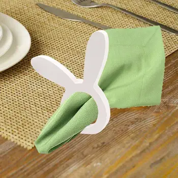 

6/PCS Creative Hotel decoration set table supplies napkin holder wooden crafts creative Easter Bunny set napkin ring