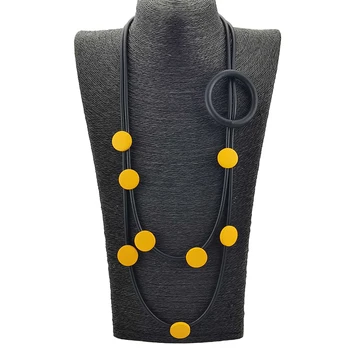 UKEBAY New Original Design Choker Necklaces Rubber Jewlery Gothic Sweater Necklace Circle Accessories Wood Jewelry Ethnic Chain