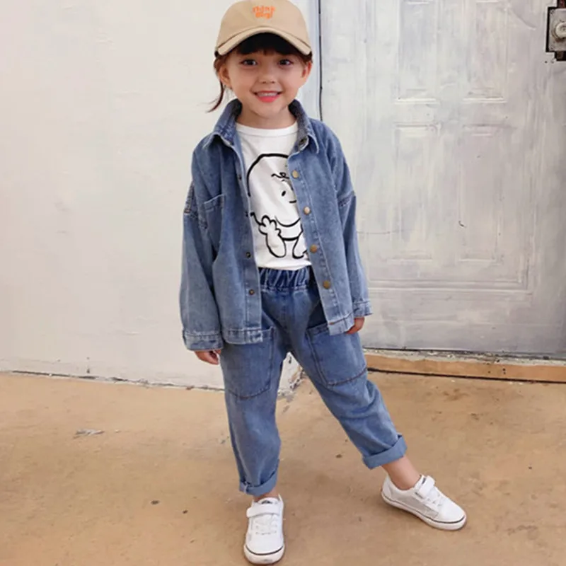 

Mihkalev kids clothes boys clothing set for girls denim outfits jackeet +pants 2pecs children tracksuit kids girls set suits