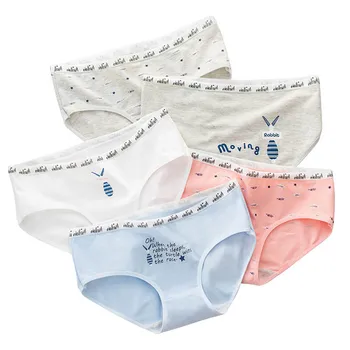 

5 Pcs/lot Low Waist Cotton Panties Antibacterial Underpants Girls Briefs Letter Print Lingerie Kawaii Underwear Female Intimates