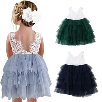 

2020 Lovely Toddler Kid Baby Girl Flower Lace Dress Princess Ball Gown Wedding Birthday Party Dresses