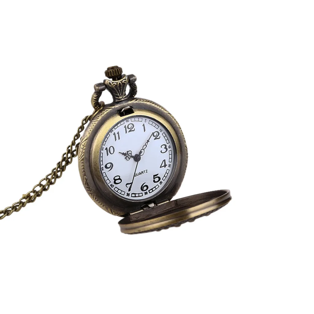 Винтажные бронзовые, в стиле стимпанк карманные часы Для мужчин и Для женщин пара карманные часы ретро Кварцевые висит Таблица дропшиппинг стол#10