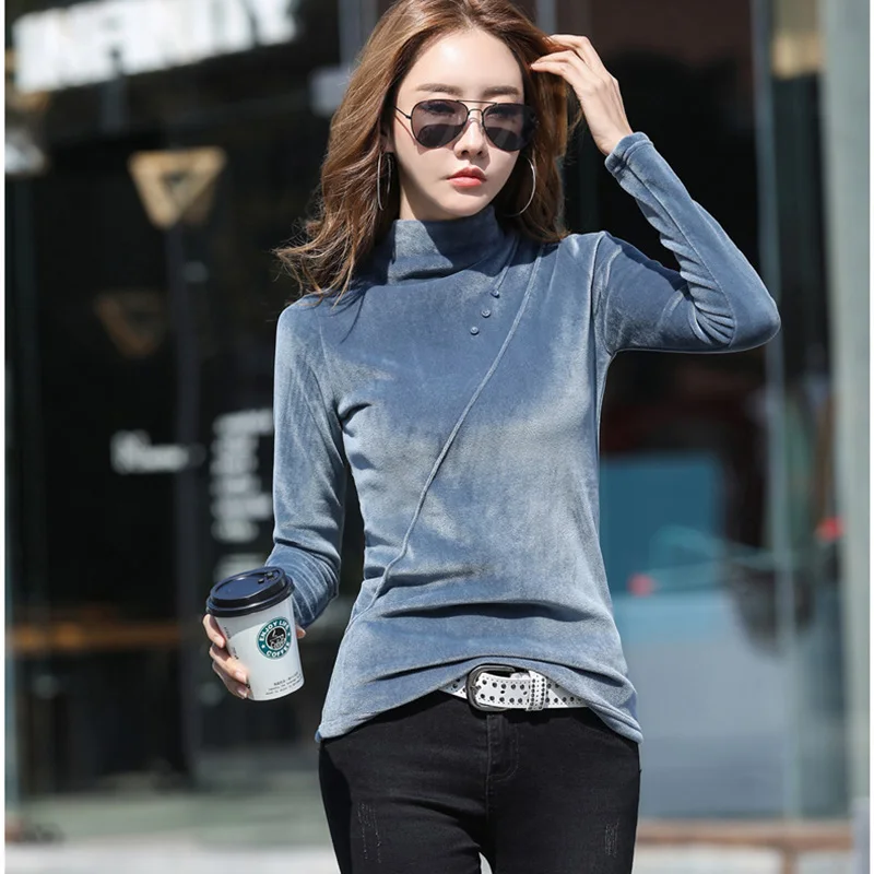 BOBOKATEER velvet christmas t-shirt women clothes camisas mujer long sleeve t shirt women tshirt fashion tee shirt femme